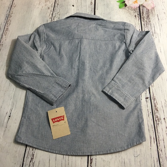 Levi's Kids Gray White Stripped Casual Shirt - Picture 4 of 5